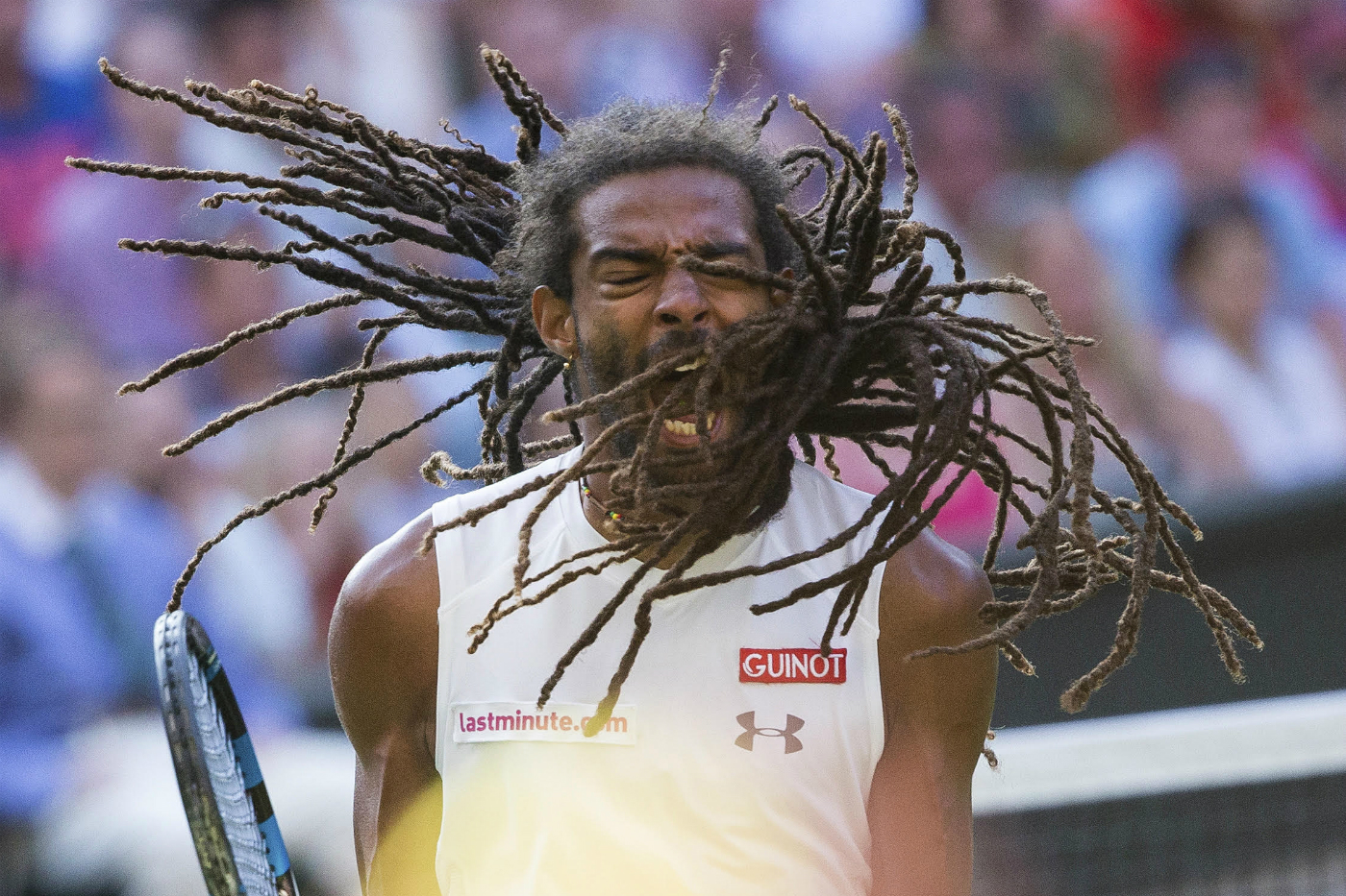 Dustin Brown during his win over Rafael Nadal in 2015