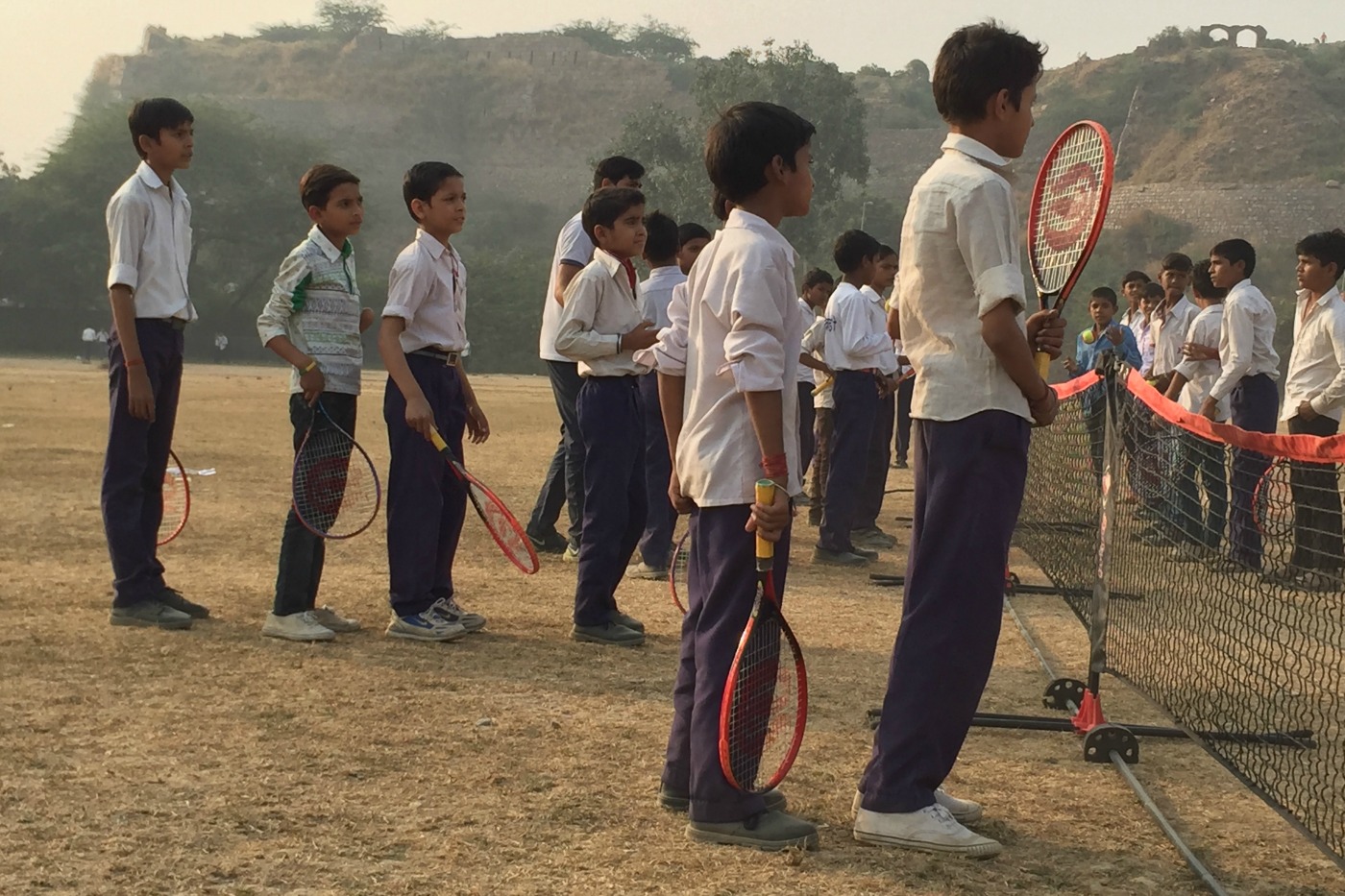 Children try their hand at tennis